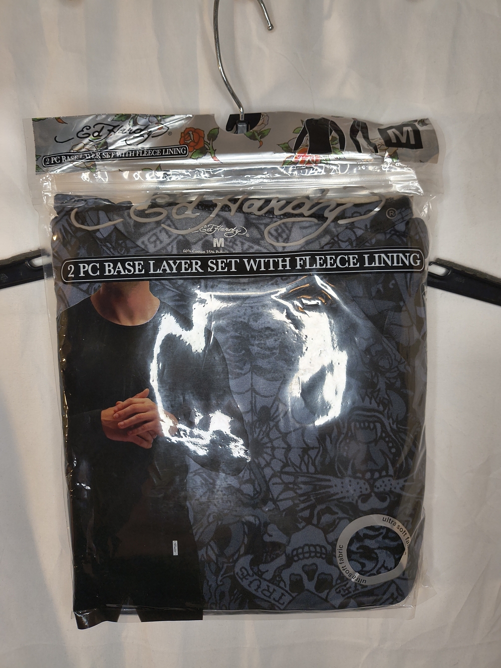 Ed Hardy Black & Gray Tattoo-Print 2-Piece Base Layer Set